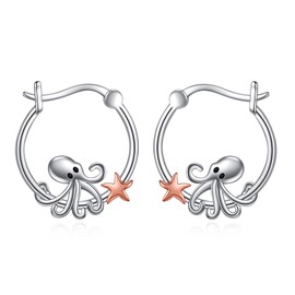 POPLYKE Octopus Earrings for Women Sterling Silver Octopus Earrings Beach Jewelry Gift for Girls (Octopus)