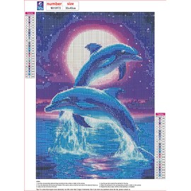 MXJSUA Jumping Dolphins DIY Diamond Painting by Number Kits for Adults, Animal 5D Round Drill Diamond Gem Art Painting Picture Arts Kits Craft for Home Wall Decor 30x40cm