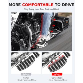 Benlari 1inch &1.5inch Driver Floorboard Extensions, Floorboard Spacer Extenders Kit Fit for Harley Touring Street Glide Road Glide Electra Glide Road King 2009-2024 FL Trikes 2009-2013, Chrome