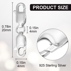 Pndeyo 925 Sterling Silver Necklace Extender, Double Open Lobster Clasp Connector for Jewelry Making, Jewelry Clasps Chain Extender Accessories for DIY Crafts Bracelet- Silver