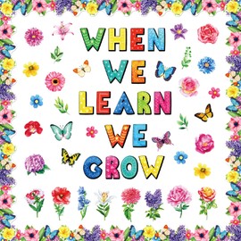 Spring Bulletin Board - Watercolor Floral Butterfly Botanical Cutouts Spring Bulletin Board Decorations Floral Bulletin Board Decorations for Classroom Bulletin Boards Home Decoration