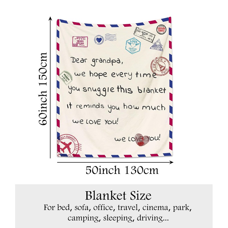 Grandpa Gift from Grandchildren Bed Throw Blankets 130x150cm for Grandad