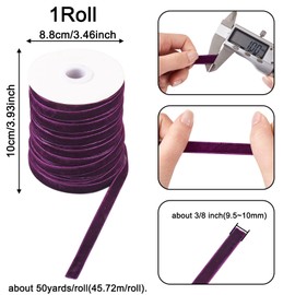 Beadthoven Velvet Ribbon, 50Yards x 3/8 inch Velvet Ribbon with Spool Single Face Christmas Ribbon for Gift Package Wrapping Wreath Decoration DIY Crafts Sewing Choker Hair Bow - Purple