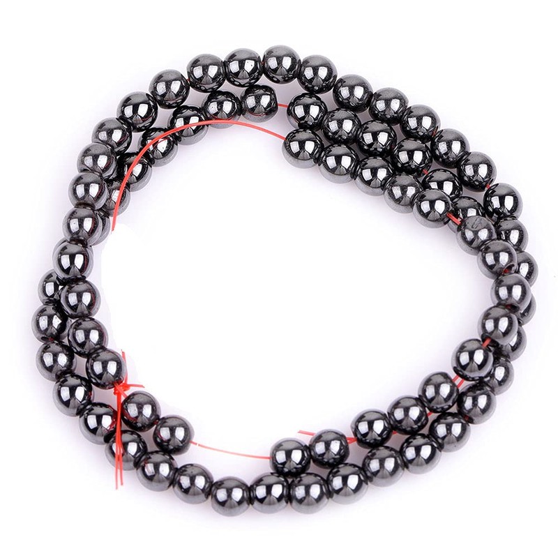 GEM-Inside Natural 6mm Magnetic Black Hematite Round Gemstone Semi Precious