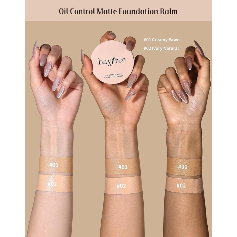 bayfree Tinted Moisture Foundation Balm, Foundation 24-Hour Long-Term Hold, Moisturiser,