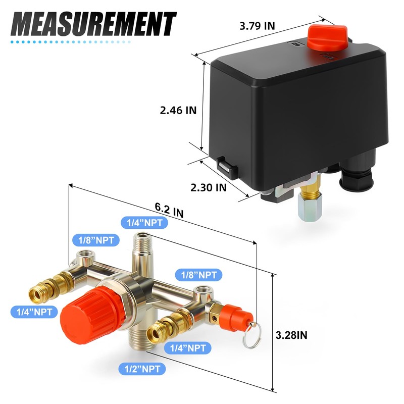 MEANLIN MEASURE Air Compressor Pressure Switch Control Valve 120-150 PSI