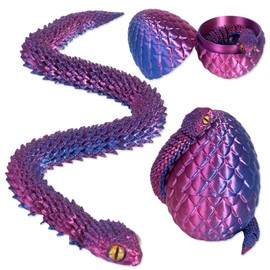LEIJUN 3D Snake Egg Articulating Gemstone Crystal Snake Figurine 3D Snake Eggs with Snake Inside Flexible Joints Snake Home Desk Decor Desk Toys （Laser Purple）