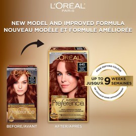 L'Oreal Paris Superior Preference 9 weeks of Luminous Fade-Defying Permanent Hair Dye, 645 Chic Auburn Brown, 100% Grey Coverage, Hair Dye Kit (Pack of 2) (Packaging May Vary)
