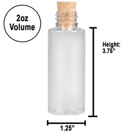 The Dreidel Company - Botellas de plástico transparente con tapones de corcho, botella de corcho de 2 onzas, botellas de poción para manualidades, manualidades y deseos y mensajes en una botella