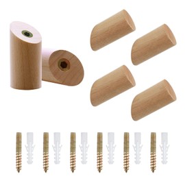 MAIXINNEW 6 Pcs Wooden Coat Hooks, Wall Mounted Wood Coat Racks for Hanging, Wooden Pegs Hooks for Hanging Clothes, Hat, Towel, 6cm