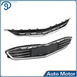 labwork Front Bumper Upper & Lower Grille Chrome & Black For Chevy Malibu 2016-2018