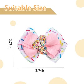 4th Birthday Hair Decorations Girls Hair Bows for Girls Ice Cream Hair Bow Clips for 4yr Old Girl Bday Hair Accessories Glitter Bowknot Hair Clip 4 Year Old Girl Birthday Gifts for Daughter