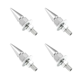 SHMZK 4 PCS Spikes License Plate Screws for Car, Anti Theft Spike Shape Aluminum Car Plate Frame Fastenings Bolt, Cool Licence Plate Screw Set for Car Truck Motorcycle, Car Accessories (Silver)