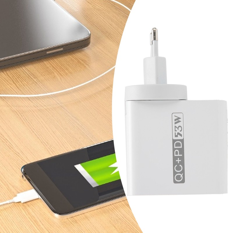 53W 4 Port Mobile Phone Charger 20W PD QC3.0 Fast