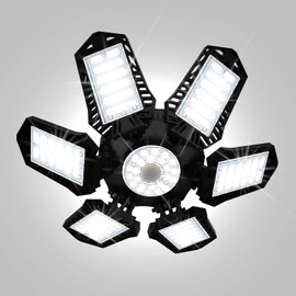 Luces LED para Garaje, Luz de Garaje Deformable Luces Led de Techo para Tienda con 6 Paneles,Lámpara de Garaje Ajustable y Plegable E26E27 para