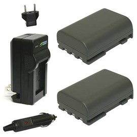 Wasabi Power Battery (2-Pack) and Charger for Canon NB-2L, NB-2LH, BP-2L5, BP-2LH and Canon DC301, DC310, DC320, DC330, DC410, DC420, Elura 40, 50, 60, 65, 70, 80, 85, 90, EOS 350D, 400D, Digital Rebel XT, XTi, FV500, FVM20, FVM30, FVM100, FVM200, HG10, HV20, HV30, Optura 30, 40, 50, 60, 400, 500, PowerShot G7, G9, S30, S40, S45, S50, S60, S70, S80, VIXIA HF R10, HF R100, HF R11, HG10, HV20, HV30, HV40, ZR100, ZR200, ZR300, ZR400, ZR500, ZR600, ZR700, ZR800, ZR830, ZR850, ZR900, ZR930, ZR950, ZR960