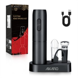 AIKARO - Cavatappi Elettrico Apribottiglie Elettronica Automatico per Vino, Ricaricabile (Set B)