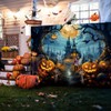 10x8ft Halloween Theme Backdrop, Dark Forest Scary Castle and Pumpkin