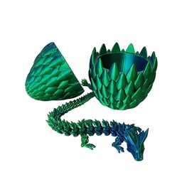 3D Printed Crystal Dragon Egg with Dragon Inside, 3D Articulated Dragon Toy. (Green)