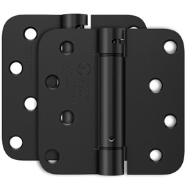 Bubxo 2 Pack Self Closing Door Hinges, Spring Door Hinges 4 Inch Self Closing with 5/8'' Radius Corners, Adjustable Tension for Garage, Front, Back Door, UL Listed, Left and Right Hand, Matte Black