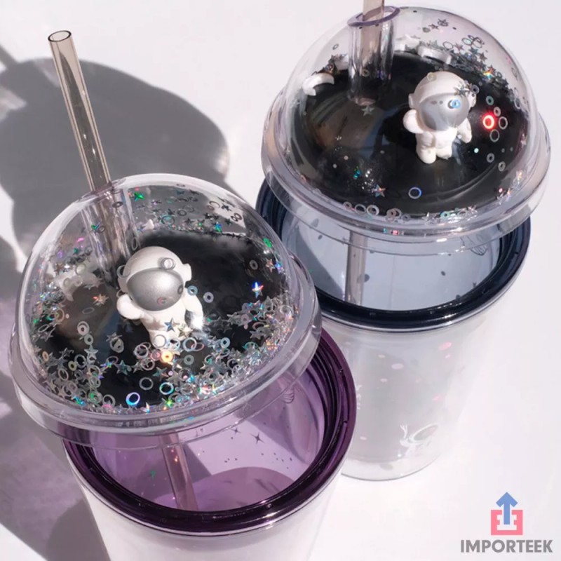 Importeek Termo Vaso Popote Astronauta Signo Zodiacal Capricornio