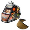 TRQWH Auto Darkening Welding Helmet with LED & Helmet Bib