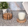 EDHAS Acacia Wood Coasters for Drinks with Iron Holder Stand
