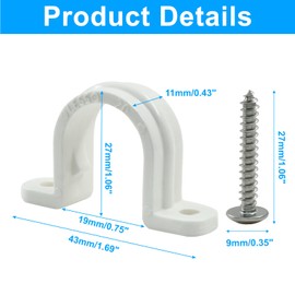 Bonsicoky 12 Set PVC Pipe Clamps - 3/4" Plastic Pipe Straps with Screws - Two Hole Plastic Pipe Clamps Clips - PVC Conduit Clips for Conduit Cables Hose