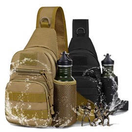 Unbranded Men Backpack Molle Outdoor Tactical Sling Chest Pack Hiking Travel Shoulder Bag - Army Green