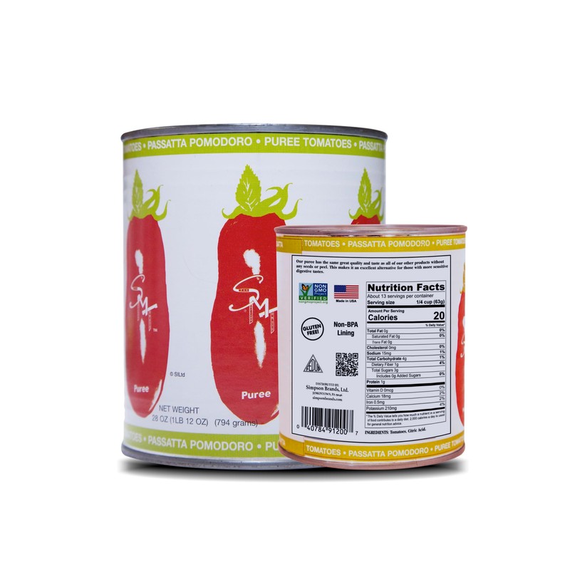 SMT San Merican Tomato, Canned Puree Tomatoes, 28 oz Pack