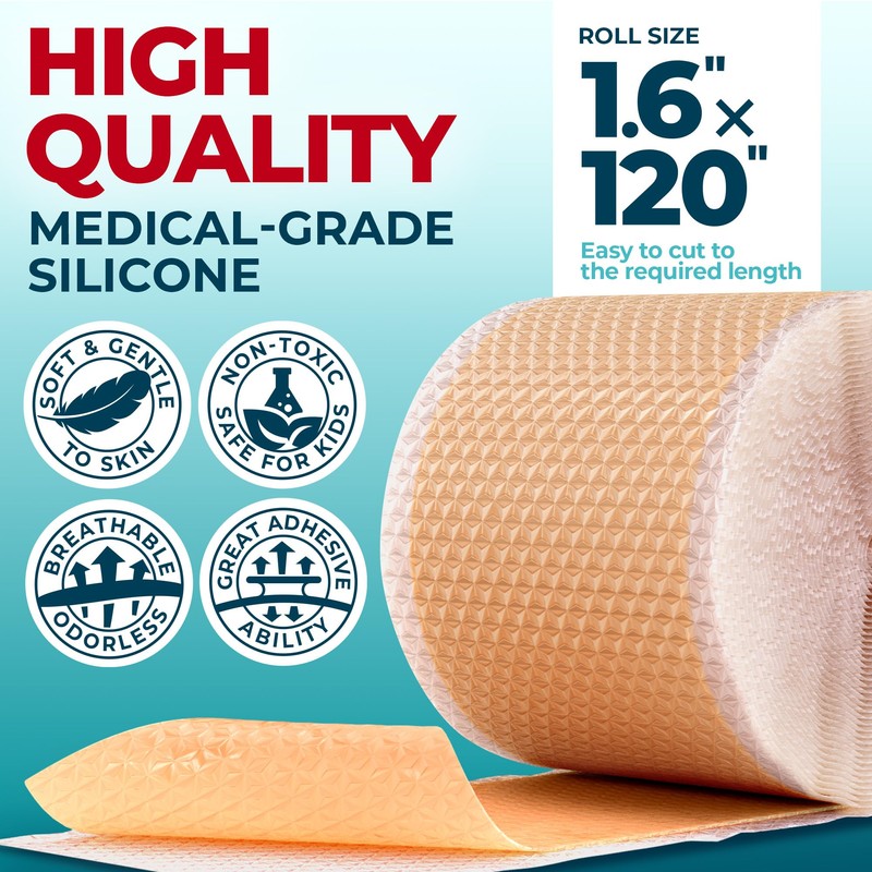 Medical Grade Silicone Scar Tape - 1.6”x120” - Visible Difference