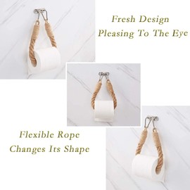 Nautical Rope Toilet Paper Roll Holders Towel Rings Curtain Holdbacks Rustic Boho Farmhouse Beach Bathroom Decor 2 Pack