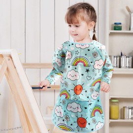 BAHABY 2 Pack Art Smock for Kid, Painting Apron for Children Waterproof Artist Smock with Long Sleeve and 3 Pockets for Age 3-8 Years
