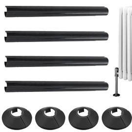 Pack of 4 Black 15mm Radiator Pipe Hole Covers – Durable Plastic Covers for Concealing Gaps and Improving Home Aesthetics