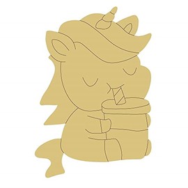 Unicorn Design by Lines Cutout Unfinished Wood Coloring Book Kids Nursery Décor Door Hanger MDF Shaped Canvas Style 9 Art 1 (18")