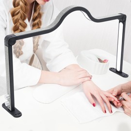 DreamRcoach Half Moon Light for Nail Desk, Foldable Nail Tech Light, 33.46 x 31in, LED Nail Tech Desk Lamp, 3 Types Light Colors, Half Moon Table Lamp for Eyebrow Tattooing, Tattoo, Manicure (Black)