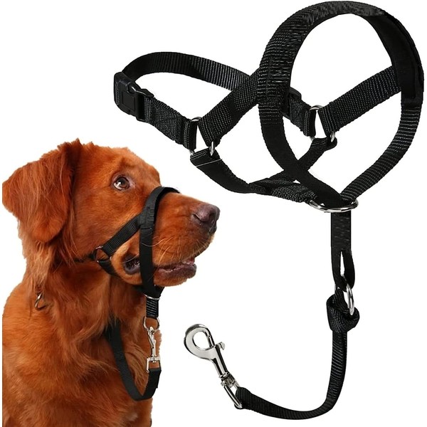 Voarge Dog Muzzle, Dog Head Collar with Safety Strap, Head