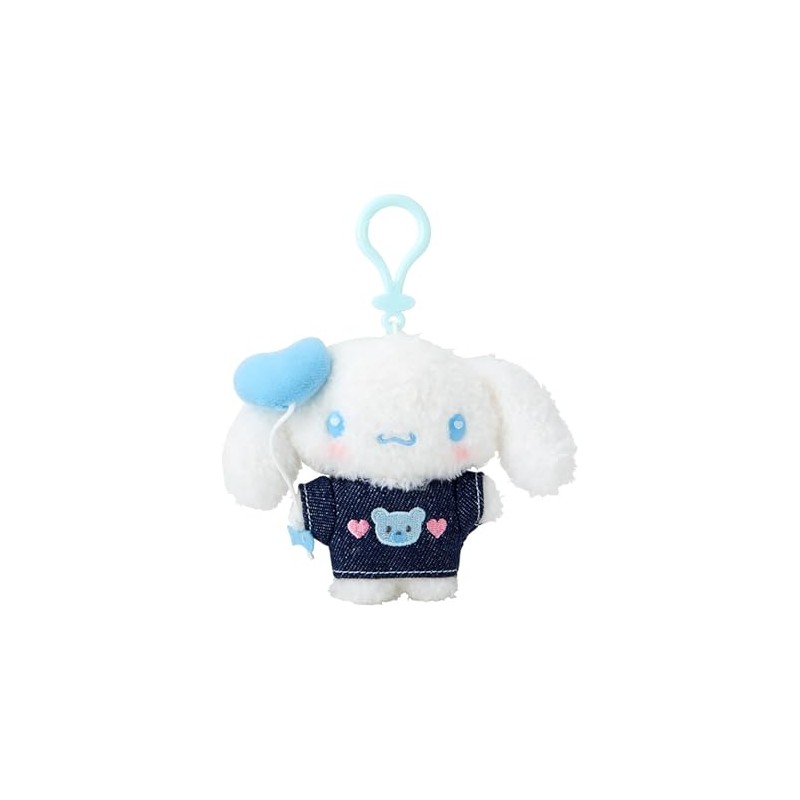 Sanrio 182591 Mascot Holder (Denim Patch) Cinnamo Roll Plush Keychain