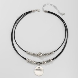 Cowgirl Necklace Western Necklaces for Women Cowboy Necklace Country Necklace Cowgirl Jewelry for Women Western Choker Necklaces Boho Necklace for Women Turquoise Bead Leather Necklace (1 - Coin)