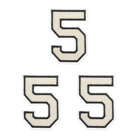 PATIKIL Iron on Numbers Patches, 3 Pack Chenille Number Patches Embroidered Patch for Repairing Jeans Clothing Bags Hats Shirts Craft, White Number 5
