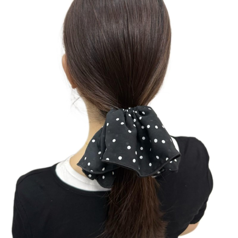 Jumbo Chic Two Layered Hair Scrunchies Chiffon Fabric Elastic Hair