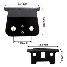 Gxcdizx 2 Pack T Blade for Andis T Outliner Trimmer, for Andis GTX Trimmer, Replacement Blade for Andis #04710 and for Andis #04521 (Black Steel T Blade + Sliver Steel Blade)