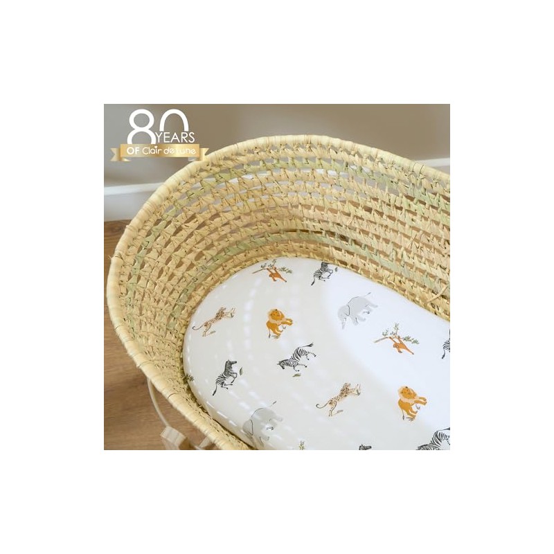 Clair de Lune Jungle Dream 2 Pack Fitted Moses Basket