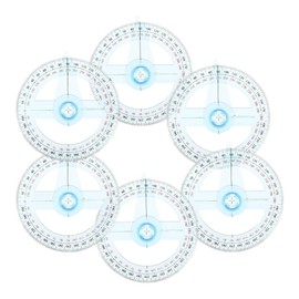 Gadpiparty 6pcs Clear Plastic Protractor Ruler with Rotating Indicator for Precision Measurement for Drafting and Math Applications in School and Office