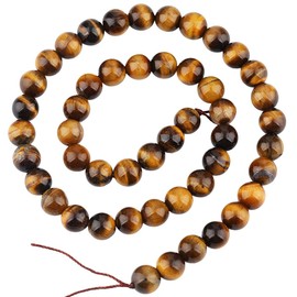 KYEYGWO Tiger's Eye Round Gemstones Loose Beads Strand 8 mm Energy Crystal Beads Healing Power for Jewellery Making DIY Handmade Craft Necklace Bracelet 38 cm Strand
