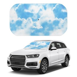 CZLBTFTP Blue Sky Car Windshield Sun Shade Umbrella, Foldable Car Front Windshield Sunshade with Bendable Handle, Windshield Sun Visor for Most Vehicles