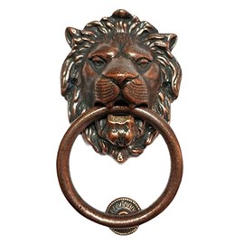7 inch Large Regency Lions Head Door Knocker,Solid Brass,Antique Bronze Finish,Black