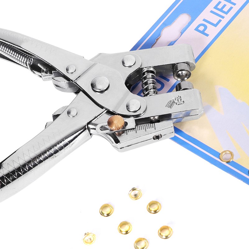 Eyelet Hole Punch Pliers Multi-function Hole Puncher with 100pcs Metal