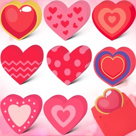 Geyoga 120 Pcs Blank Valentine Cards Bulk with Envelopes Red Pink Heart Shaped Cutout DIY Greeting Cards for Valentine's Day and Anniversary, 8 Colors, 3.54 x 3.54 Inches