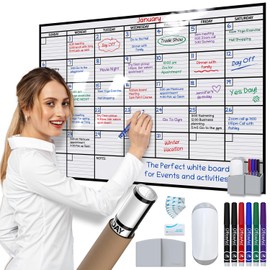 Large Dry Erase Calendar for Wall, 24x36, Large Wall Calendar Dry Erase, Big White Board for Office, Home & School, Giant Erasable Whiteboard, Jumbo Monthly Undated Reusable White Board Planner